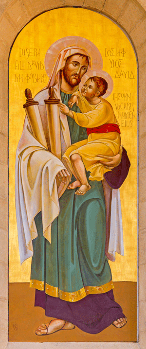 Icon of St. Joseph written by Franciscan Father Nathanael Theuma. As the foster father to Jesus, St. Joseph provides inspiration for Christians to discern their call to serve Christ present in today’s foster children.