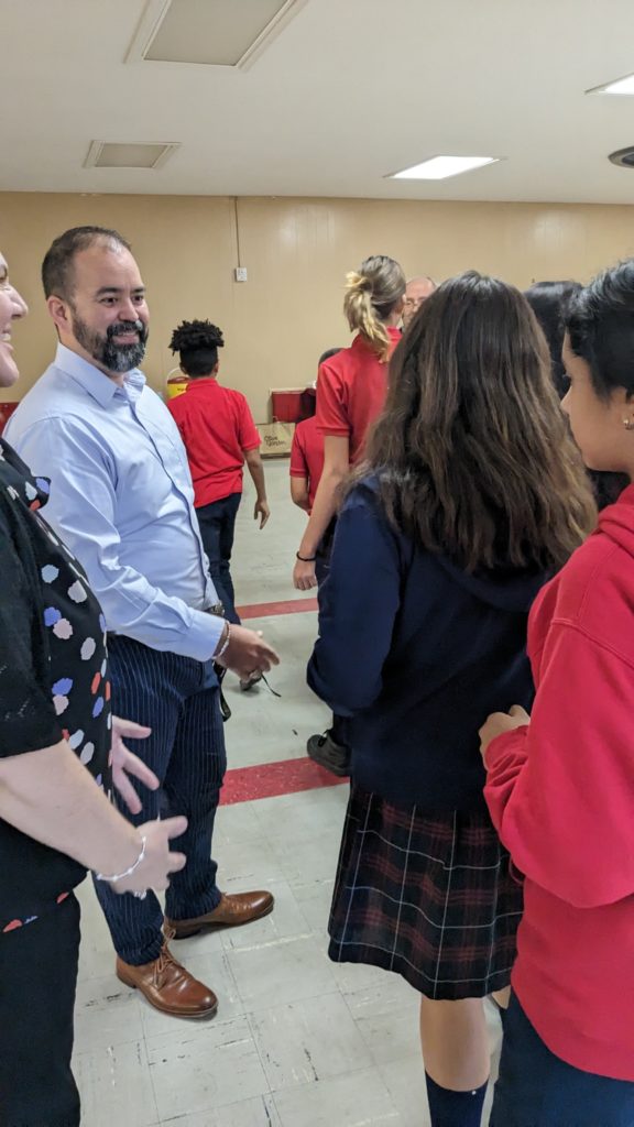 Rep. Joe Moody meets students from Most Holy Trinity Catholic School in El Paso. 